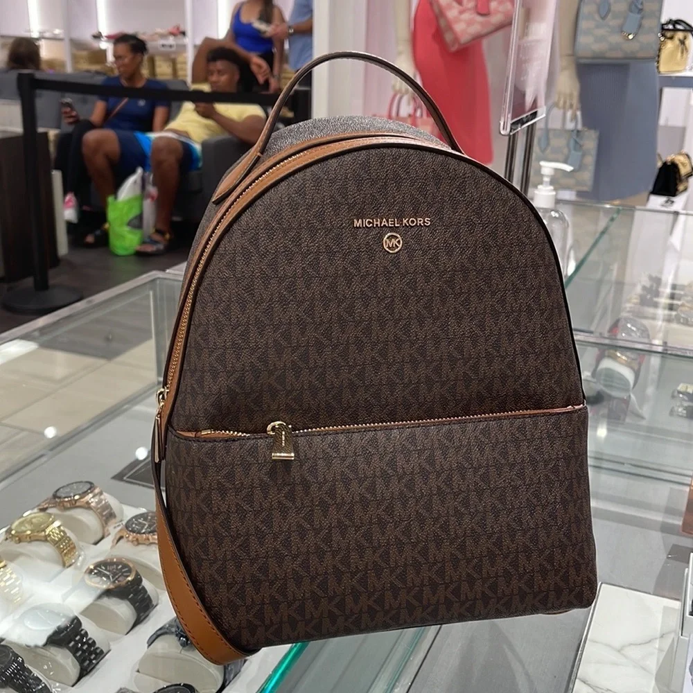 Michael Kors Womens Valerie Medium Logo Backpack 30F2G9VB2B Brown  NWT
